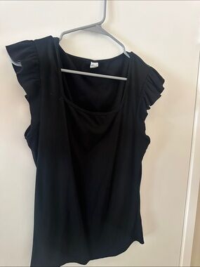 Black Ruffle Sleeve Women's Top
